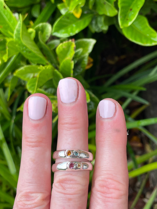 Treasure Ring – Handmade Sterling Silver Ring with Two Custom Gemstones - Made to Order