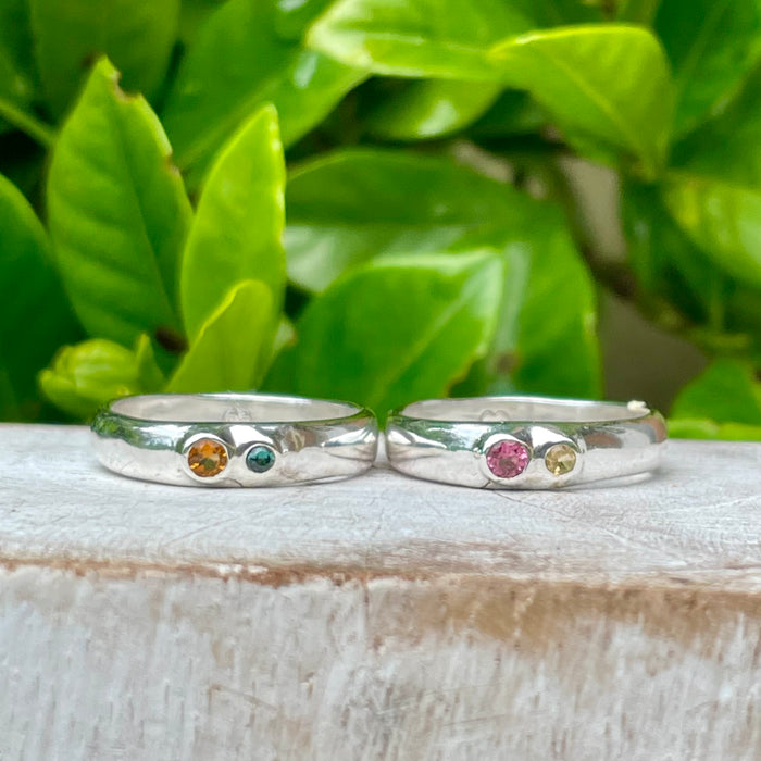 Treasure Ring – Handmade Sterling Silver Ring with Two Custom Gemstones - Made to Order