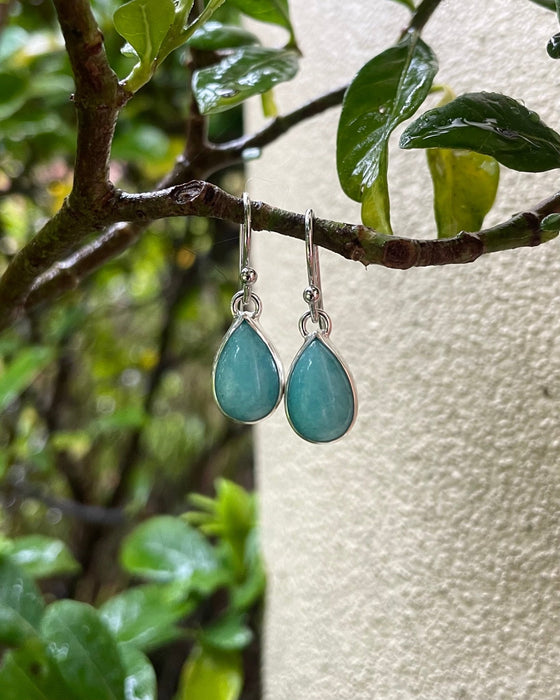 Amazonite Drop Earrings - Aqua Amazonite - Kathy Sayce Jewellery