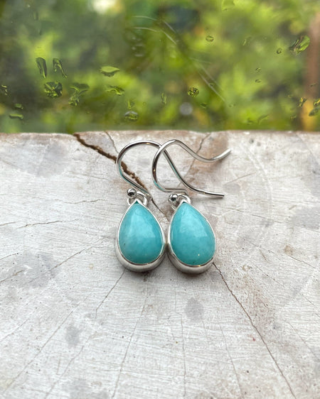 Amazonite Drop Earrings - Aqua Amazonite - Kathy Sayce Jewellery
