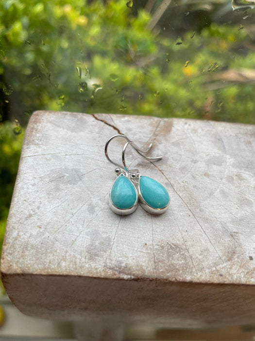 Amazonite Drop Earrings - Aqua Amazonite - Kathy Sayce Jewellery