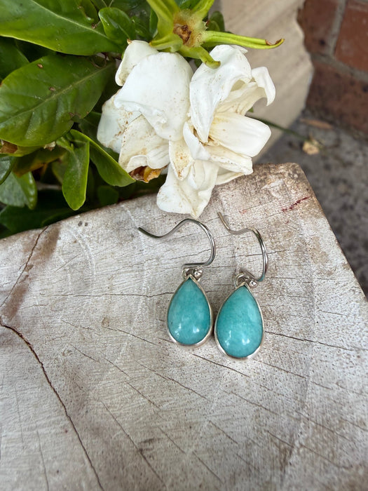 Amazonite Drop Earrings - Aqua Amazonite - Kathy Sayce Jewellery