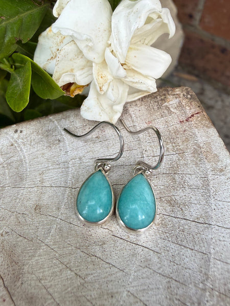 Amazonite Drop Earrings - Aqua Amazonite - Kathy Sayce Jewellery
