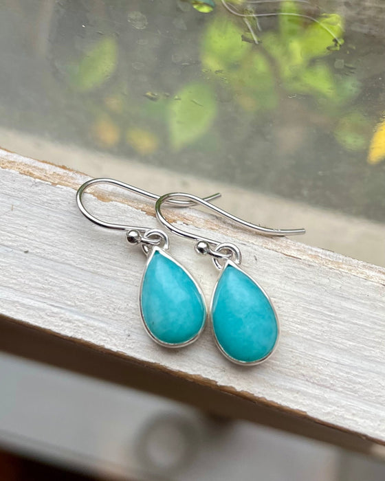 Amazonite Drop Earrings - Aqua Amazonite - Kathy Sayce Jewellery