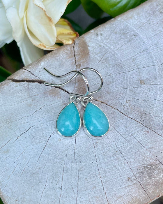Amazonite Drop Earrings - Aqua Amazonite - Kathy Sayce Jewellery