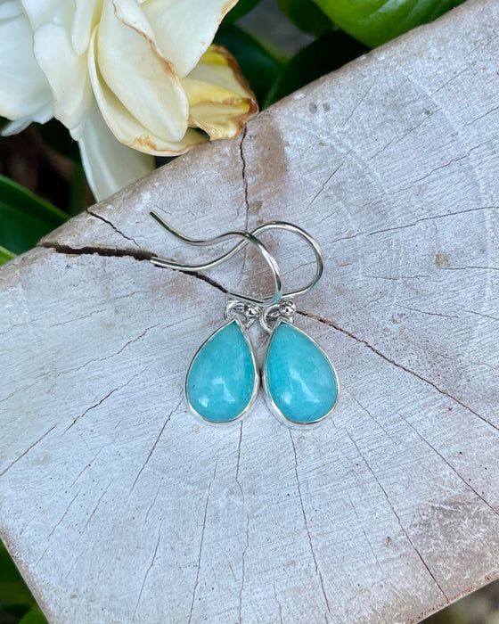 Amazonite Drop Earrings - Aqua Amazonite - Kathy Sayce Jewellery