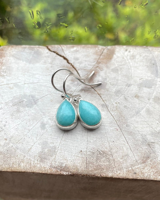 Amazonite Drop Earrings - Aqua Amazonite - Kathy Sayce Jewellery