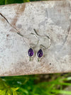 Amethyst and Peridot Drop Earrings – Dainty Sterling Silver Gemstone Earrings - Kathy Sayce Jewellery