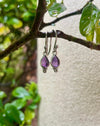 Amethyst and Peridot Drop Earrings – Dainty Sterling Silver Gemstone Earrings - Kathy Sayce Jewellery