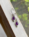 Amethyst and Peridot Drop Earrings – Dainty Sterling Silver Gemstone Earrings - Kathy Sayce Jewellery