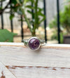 Amethyst Ring with Hammered Sterling Silver Band - Kathy Sayce Jewellery