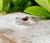 Angel Wing Ring with Garnet - Natural Gemstone Jewellery in Sterling Silver - Kathy Sayce Jewellery