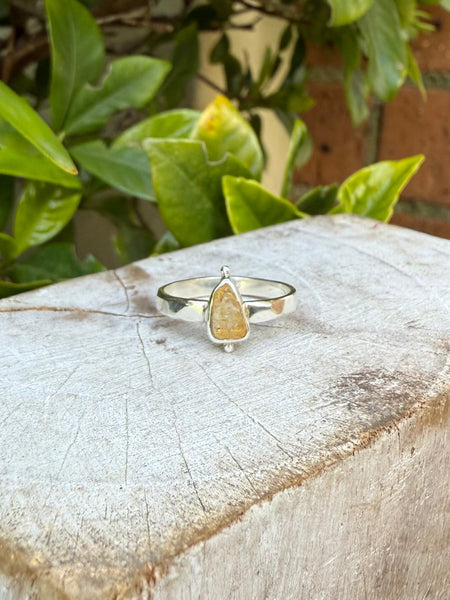 Apatite Petal Ring - Raw Apatite and Sterling Silver Ring - Kathy Sayce Jewellery