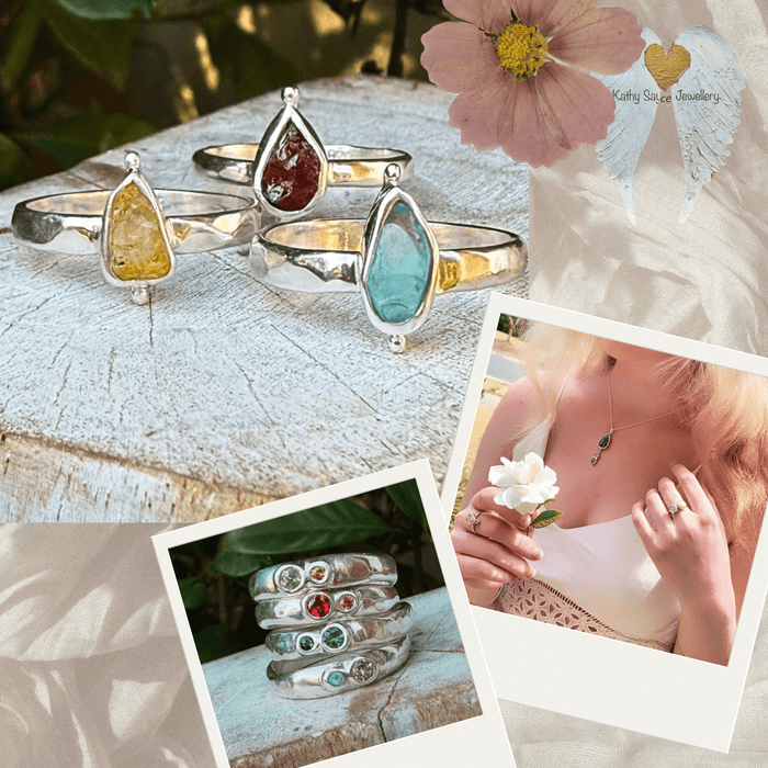 Apatite Petal Ring - Raw Apatite and Sterling Silver Ring - Kathy Sayce Jewellery