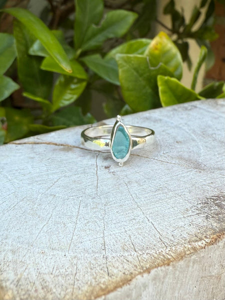 Apatite Petal Ring - Raw Apatite and Sterling Silver Ring - Kathy Sayce Jewellery