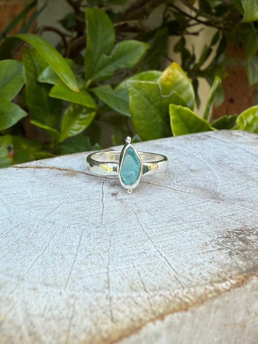 Apatite Petal Ring - Raw Apatite and Sterling Silver Ring - Kathy Sayce Jewellery