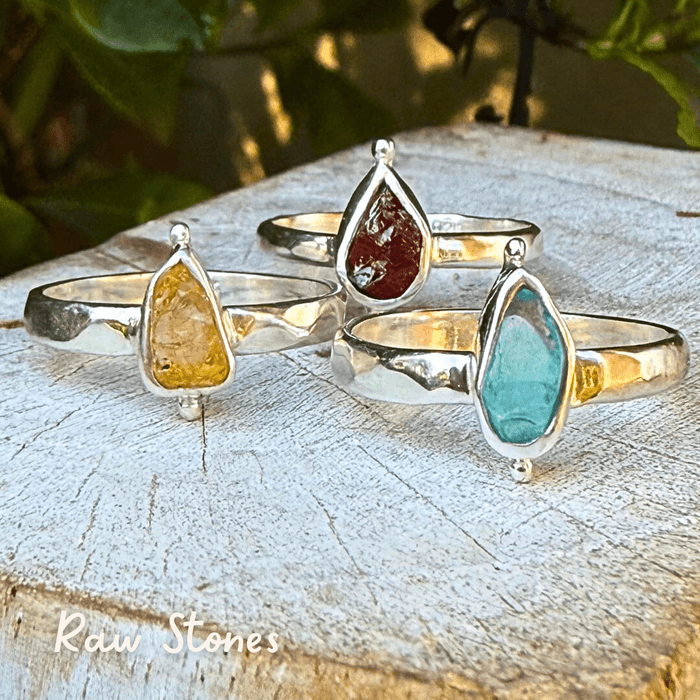 Apatite Petal Ring - Raw Apatite and Sterling Silver Ring - Kathy Sayce Jewellery