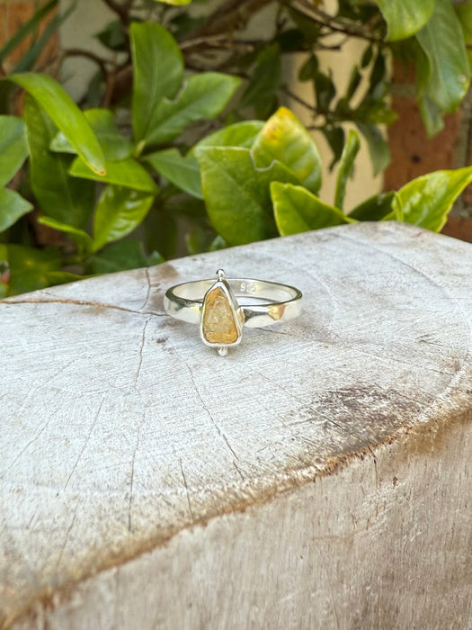 Apatite Petal Ring - Raw Apatite and Sterling Silver Ring - Kathy Sayce Jewellery