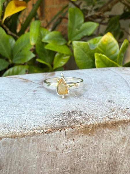 Apatite Petal Ring - Raw Apatite and Sterling Silver Ring - Kathy Sayce Jewellery