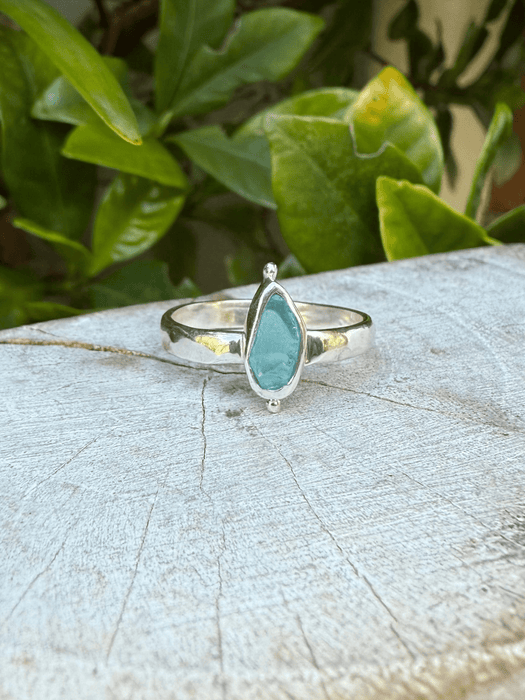 Apatite Petal Ring - Raw Apatite and Sterling Silver Ring - Kathy Sayce Jewellery