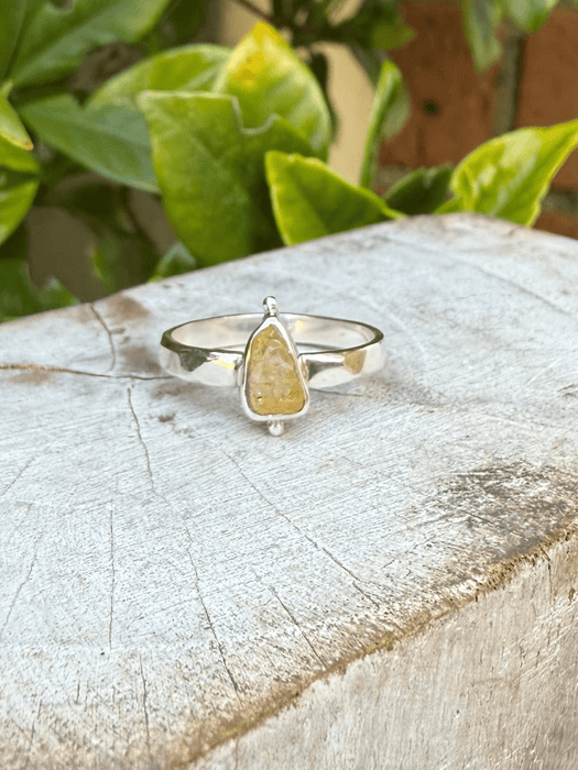 Apatite Petal Ring - Raw Apatite and Sterling Silver Ring - Kathy Sayce Jewellery