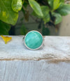 Australian Variscite Ring – Patterned Sterling Silver Band - Handmade Green Gemstone Jewellery - Kathy Sayce Jewellery