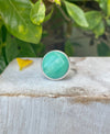 Australian Variscite Ring – Patterned Sterling Silver Band - Handmade Green Gemstone Jewellery - Kathy Sayce Jewellery