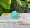 Australian Variscite Ring – Patterned Sterling Silver Band - Handmade Green Gemstone Jewellery - Kathy Sayce Jewellery
