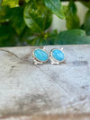 Blue Larimar Oval Stud Earrings – Sterling Silver Gemstone Jewellery - Kathy Sayce Jewellery