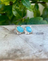 Blue Larimar Oval Stud Earrings – Sterling Silver Gemstone Jewellery - Kathy Sayce Jewellery