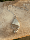 Blue Opal and Baroque Pearl Pendant - Sterling Siver Chain - Kathy Sayce Jewellery