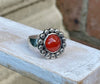 Carnelian Flower Ring - US size 6 1/2 - Kathy Sayce Jewellery