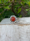 Carnelian Flower Ring - US size 6 1/2 - Kathy Sayce Jewellery