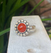 Carnelian Flower Ring - US size 6 1/2 - Kathy Sayce Jewellery