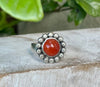 Carnelian Flower Ring - US size 6 1/2 - Kathy Sayce Jewellery