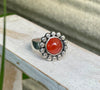 Carnelian Flower Ring - US size 6 1/2 - Kathy Sayce Jewellery