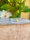 Faceted Peridot Gemstone Ring in Sterling Silver – Split Band Design - Kathy Sayce Jewellery