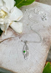 Feather Charm Necklace with Chrome Diopside – Handmade Green Gemstone Jewellery - Kathy Sayce Jewellery