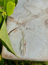 Feather Charm Necklace with Pink Tourmaline - Sterling Silver Chain - Kathy Sayce Jewellery