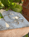 Flower Hoop Earrings with Medium Blue Sapphires - Sterling Silver - Kathy Sayce Jewellery