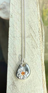 Flower Pendant with Orange Sapphire - Sterling Silver Chain - Kathy Sayce Jewellery