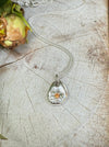 Flower Pendant with Orange Sapphire - Sterling Silver Chain - Kathy Sayce Jewellery