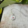 Flower Pendant with Red Sapphire - Sterling Silver Chain - Kathy Sayce Jewellery