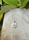 Flower Pendant with Red Sapphire - Sterling Silver Chain - Kathy Sayce Jewellery