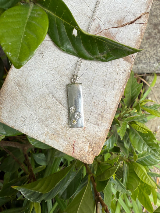 Flower Pendant with Sapphires - Sterling Silver Chain - Kathy Sayce Jewellery