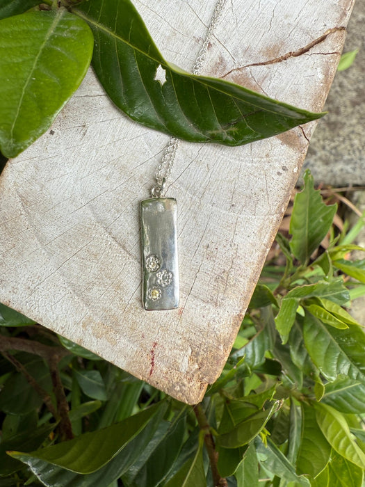 Flower Pendant with Sapphires - Sterling Silver Chain - Kathy Sayce Jewellery