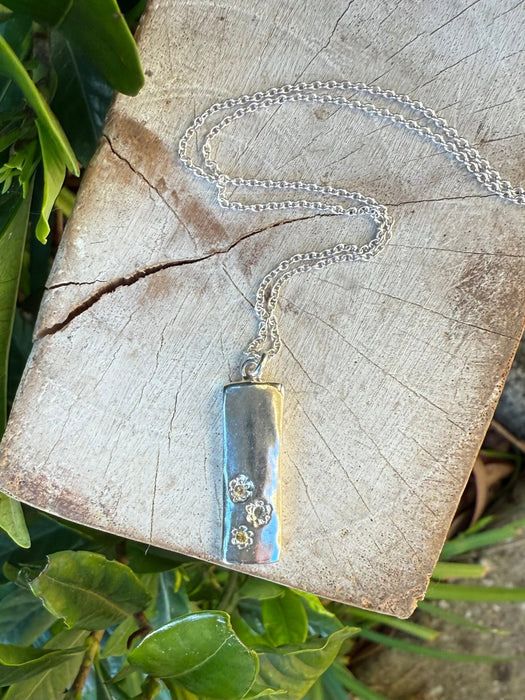 Flower Pendant with Sapphires - Sterling Silver Chain - Kathy Sayce Jewellery