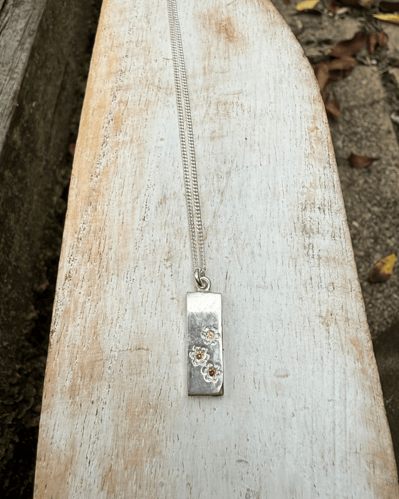 Flower Pendant with Sapphires - Sterling Silver Chain - Kathy Sayce Jewellery
