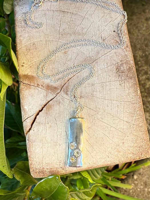 Flower Pendant with Sapphires - Sterling Silver Chain - Kathy Sayce Jewellery