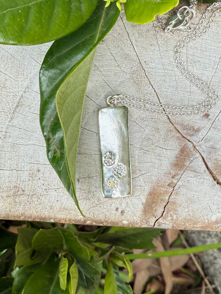 Flower Pendant with Sapphires - Sterling Silver Chain - Kathy Sayce Jewellery